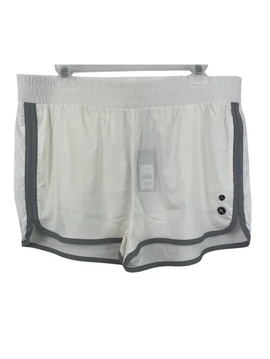 Traj3ctory Lightweight White Shorts With Gray Trim Elastic Waistband Womens XL - Picture 1 of 10